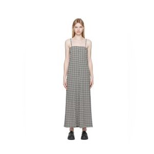 Ganni plaid mini check seersucker midi dress